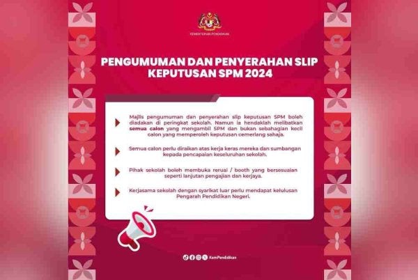 KPM turut berkongsi info grafik bersama kenyataan itu di laman Facebooknya malam tadi.