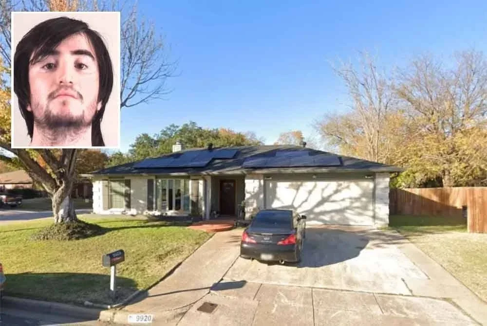 Kediaman suspek (gambar kecil) yang terletak di Fort Worth, Texas. Foto Agensi