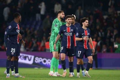 Reaksi kecewa pemain PSG selepas tewas kepada Nice. Foto AFP