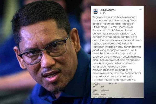 Hantaran Ahmad Faizal di Facebook memaklumkan bahawa laporan polis dibuat susulan hantaran isu ladang babi oleh sebuah akaun Facebook didakwa milik sebuah parti politik.