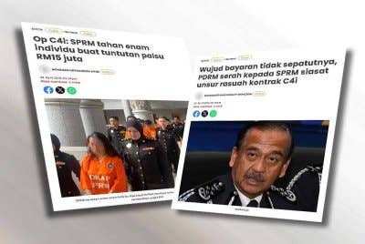 Laporan Sinar Harian berkaitan rasuah kontrak C4i.