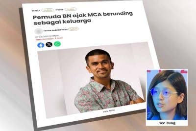 Laporan Sinar Harian berhubung Pemuda BN ajak MCA berunding sebagai keluarga