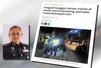 Laporan Sinar Harian berkaitan tragedi langgar lampu merah di Senawang menyebabkan pemuda maut dirempuh van. (Gambar kecil: Mohamad Hatta)