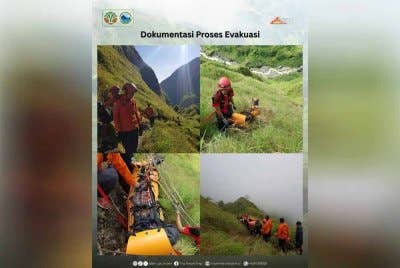 Rennie Abdul Ghani, 57, meninggal dunia selepas terjatuh semasa mendaki Gunung Rinjani di Lombok, Indonesia pada Sabtu lalu.Foto: Pasukan Penyelamat TNGR