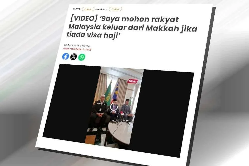 Laporan Sinaran Harian berkaitan visa haji.