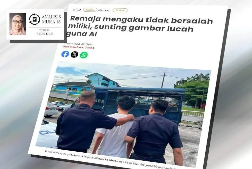 Laporan Sinar Harian berkaitan remaja sunting gambar lucah guna AI.