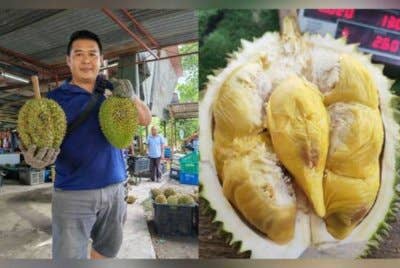 Eric Yeap menunjukkan durian tupai king yang kini menjadi durian tempatan termahal mengatasi jenis durian lain yang turut terkenal antaranya musang king dan duri hitam atau 'black thorn.' - Gambar Bernama