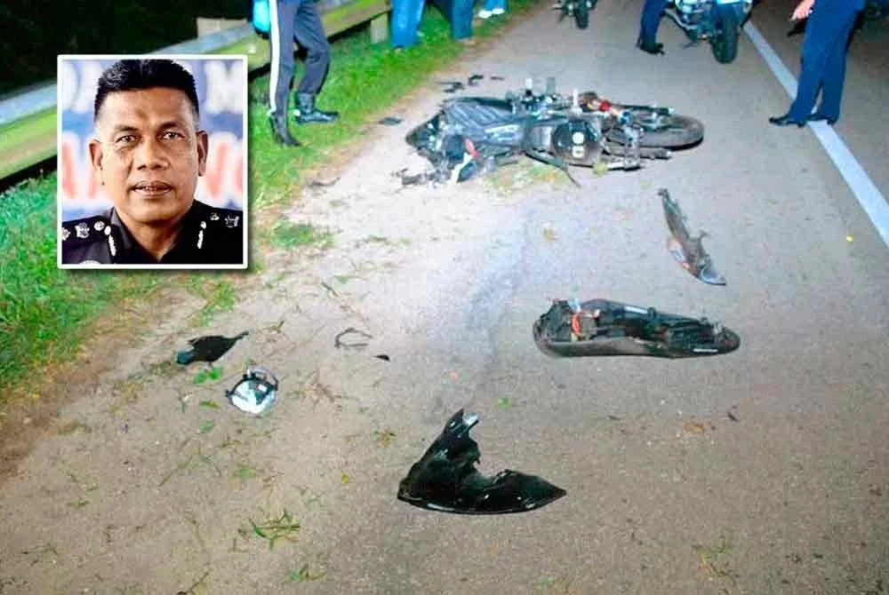 Seorang pekerja pasar raya maut selepas motosikal ditunggangnya terbabas di Jalan Bypass berhampiran Terminal Sentral Kuantan (TSK) awal pagi Isnin. Gambar kecil, Wan Mohd Zahari. - Foto: Polis Trafik Kuantan.