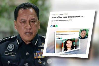 Rusdi (kiri), Laporan Sinar Harian berhubung suami Pamela Ling diberkas