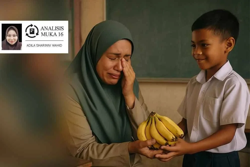 Seikat pisang juga boleh jadi tanda ingatan kasih murid terhadap gurunya. FOTO dijana AI.