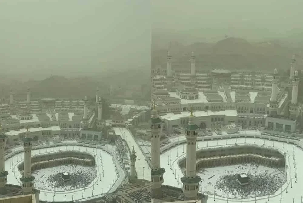 Jemaah dinasihatkan memakai pelitup muka berikutan pencemaran udara di Makkah ketika ini. Foto tular/Haris Radzi