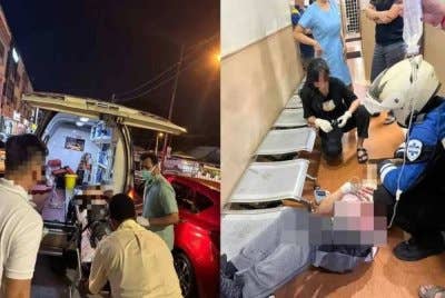 Seorang lelaki cedera parah selepas diserang sekumpulan lelaki bertopeng menggunakan parang dalam kejadian di hadapan sebuah restoran di Jalan Raja Uda.