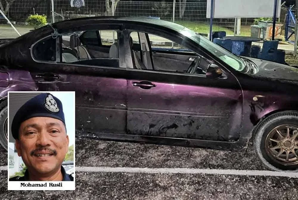 Kereta Proton Pesona yang dinaiki kedua-dua suspek dipercayai untuk melakukan jenayah itu.