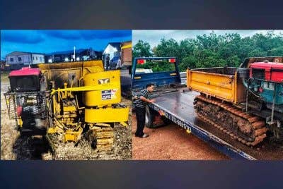 Mesin yang digunakan bagi mengangkut hasil sawit dalam kejadian di Kampung Paya Petai, Temerloh pada Sabtu. - Foto: UPNP