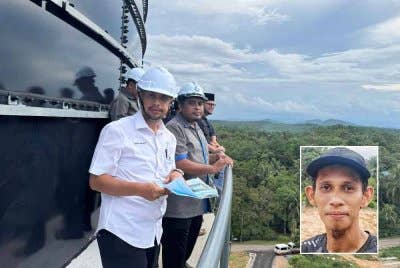 Haris Salleh ketika melakukan tinjauan projek tangki simpanan air baharu bernilai lebih RM8 juta di Felda Sungai Retang - Foto: FB Haris Salleh Hamzah, gambar kecil: Muhammad Razali