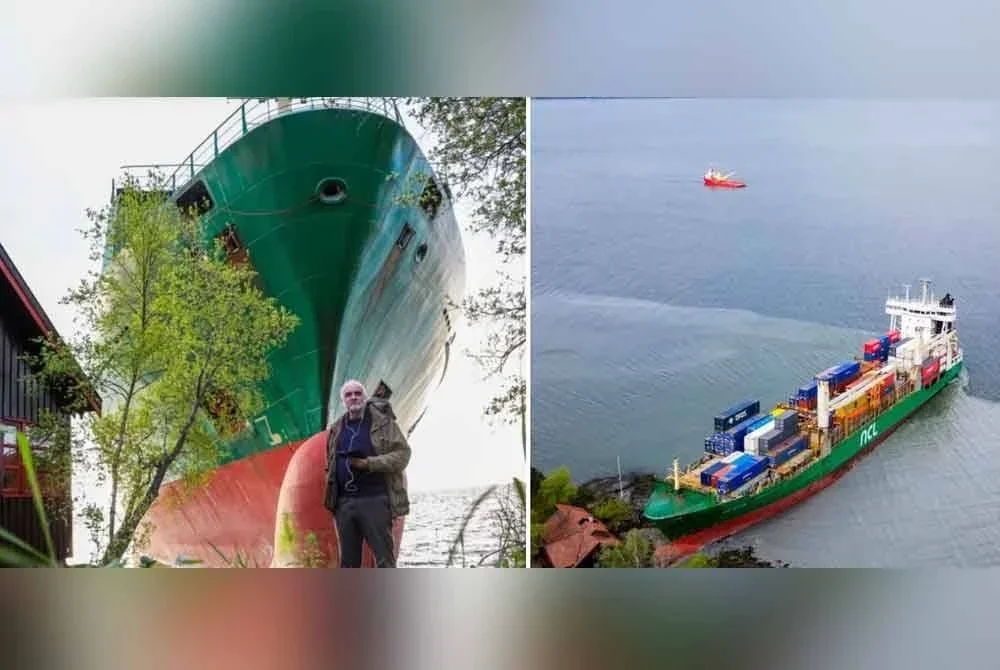 Kapal kargo yang hampir merempuh rumah Helberg. Sumber foto The Guardian