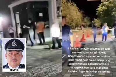 Tangkap layar insiden kekecohan di pondok pengawal di Bandar Seri Coalfields, Sabtu lalu.
