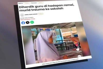 Laporan Sinar Harian mengenai murid trauma ke sekolah selepas diherdik guru di hadapan ramai.