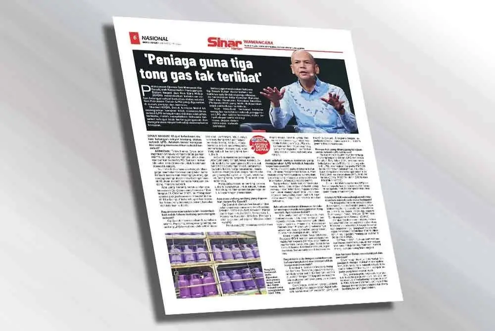 Laporan Sinar Harian pada Jumaat mengenai penjelasan KPDN berhubung isu LPG bersubsidi.