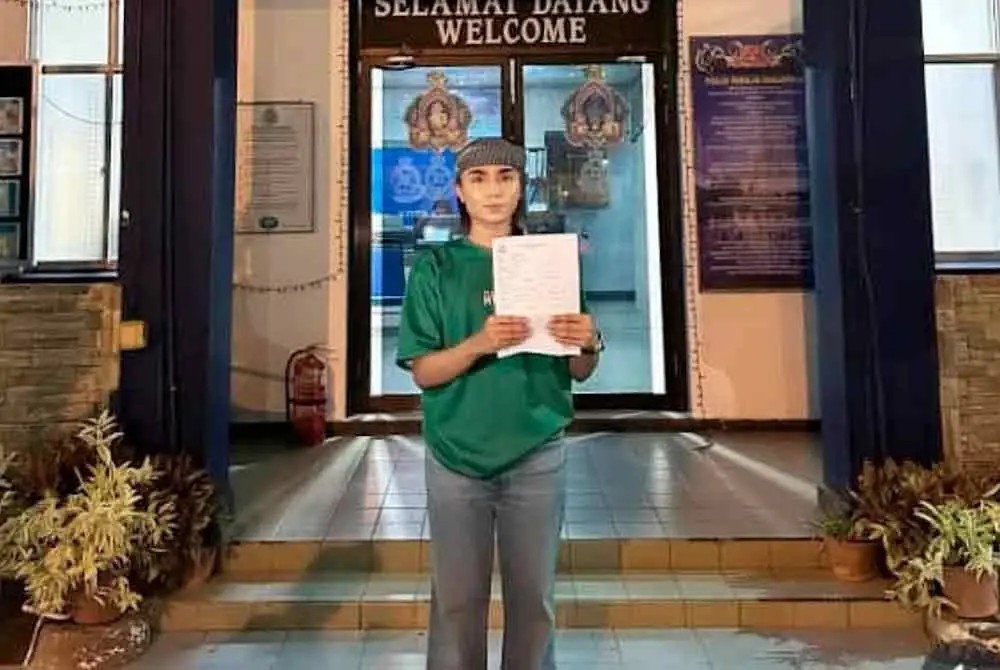 Tangkap layar laporan polis yang dibuat pempengaruh terbabit di Balai Polis Kota Kinabalu.