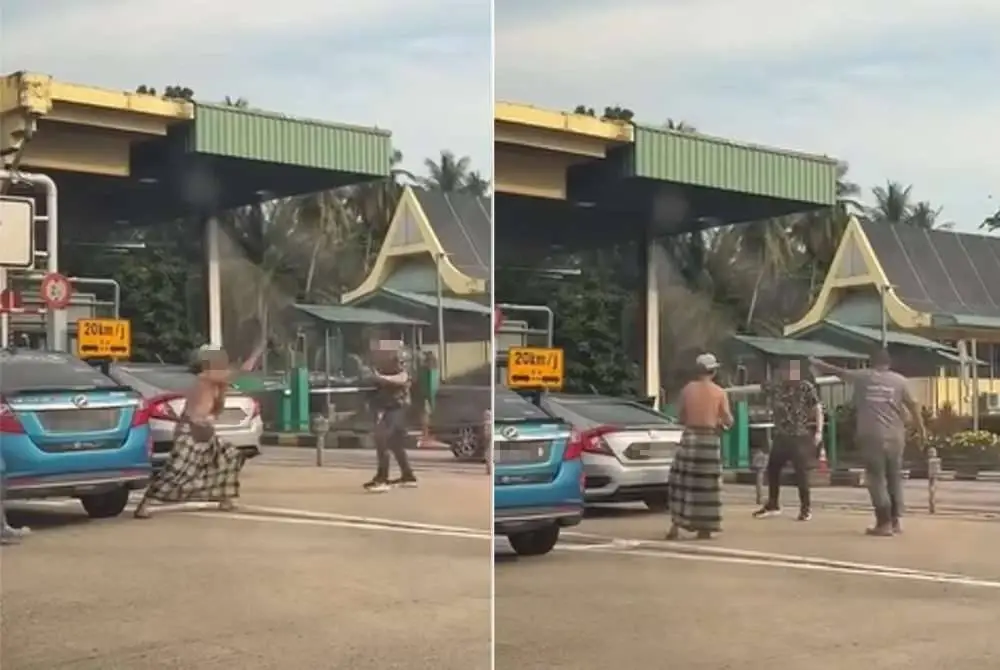 Tular satu rakaman video memaparkan pertengkaran antara dua lelaki di Plaza Tol Bukit Tambun sebelum kedua-dua mereka ditenangkan seorang individu yang berada di situ.