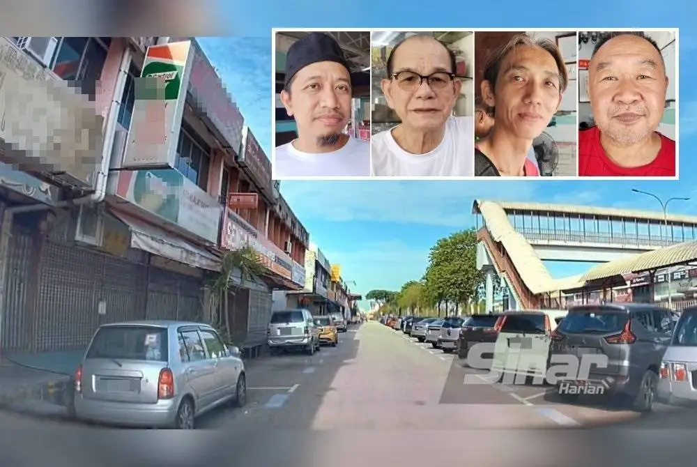 Walaupun kebanyakan premis ditutup pada Ahad, lot parkir di kawasan berkenaan tetap dipenuhi kenderaan. (Gambar kecil: Hasbillah, Soo Yong, Edwin, Thomas)