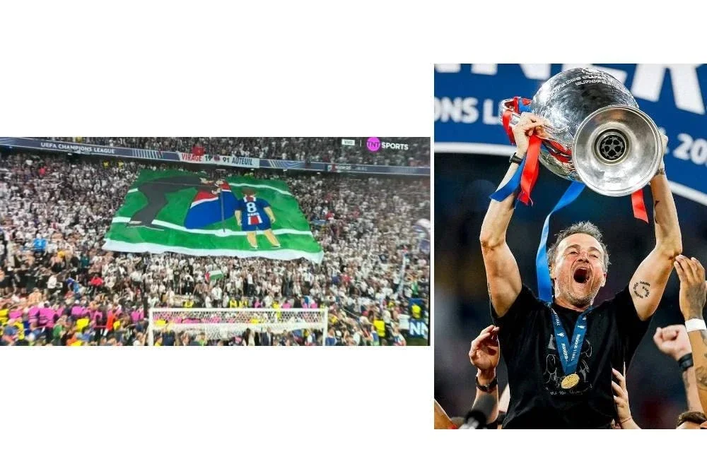 Tifo penyokong-penyokong Les Parisiens sebagai penghormatan buat Enrique.