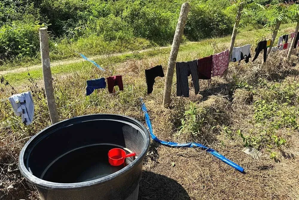 Keluarga ini mendapat sumber air dari kawasan paya berdekatan.