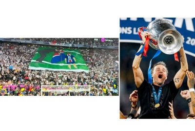 Tifo penyokong-penyokong Les Parisiens sebagai penghormatan buat Enrique.