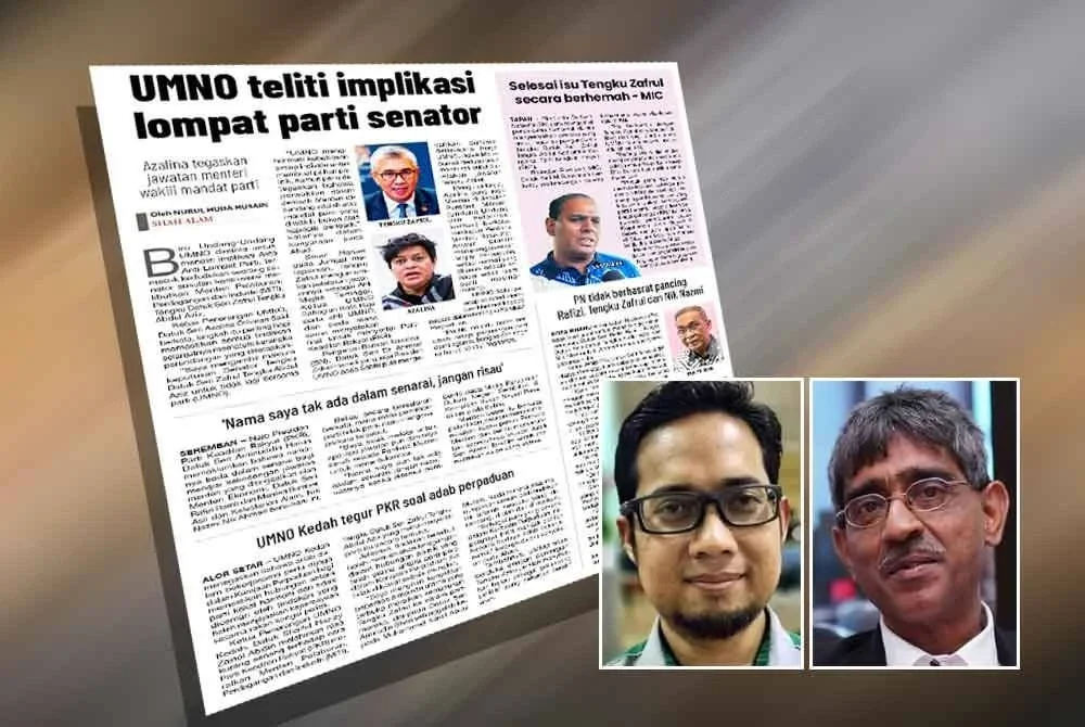 Laporan Sinar Harian pada Isnin. Gambar kecil dari kiri: Faisal, Haniff