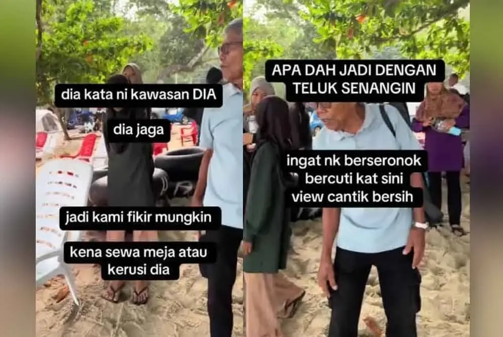 Tangkap layar video yang mendapat perhatian di aplikasi media sosial TikTok mengenai perkongsian pengalaman mangsa di pantai Teluk Senangin di Lumut.