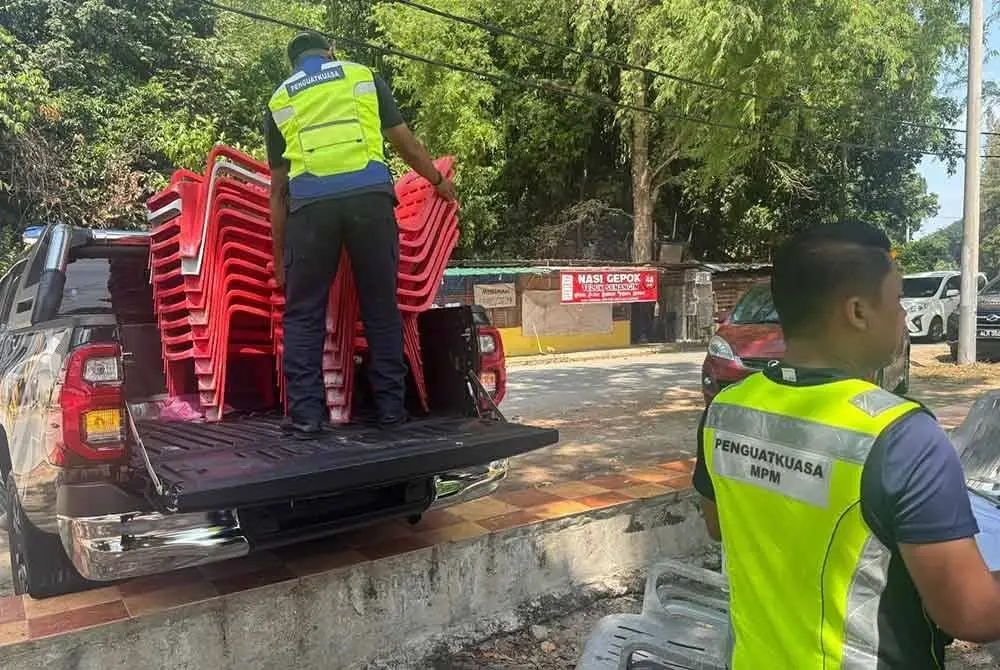 Semua peralatan yang disita telah dibawa ke Depoh Simpanan Sementara MPM untuk tindakan selanjutnya mengikut undang-undang dan prosedur yang ditetapkan.