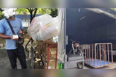 Tiga basikal roda tiga milik warga asing yang menjalankan aktiviti perniagaan tanpa kebenaran telah disita. Foto Facebook MBSJ