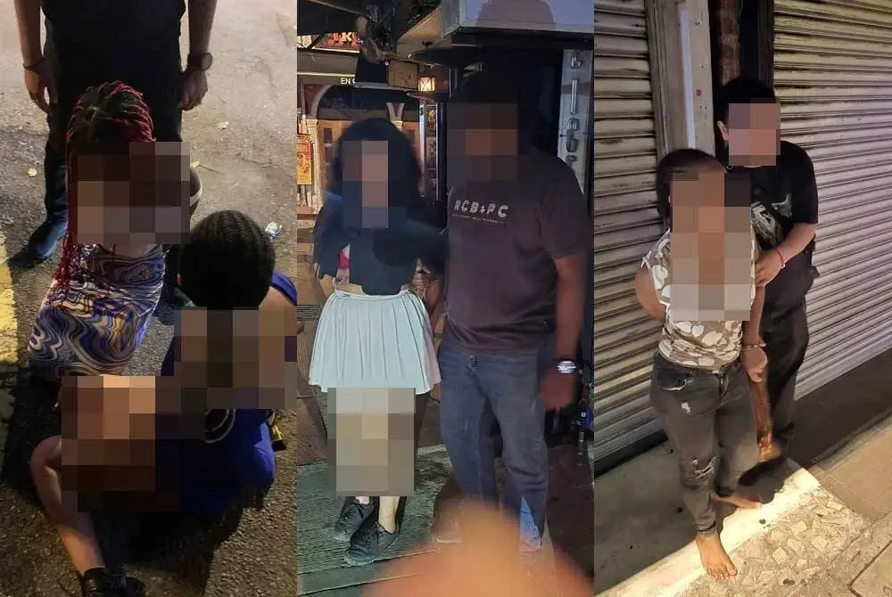 Antara wanita warga asing yang ditahan di Bukit Bintang, di sini, pada Rabu.