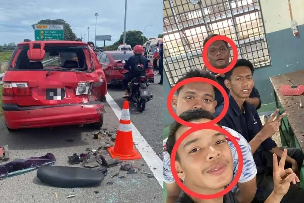 Ketiga-tiga mangsa berusia 19 tahun dalam perjalanan pulang untuk bercuti sempena sambutan Hari Raya Aidiladha sebelum terbabit kemalangan. Foto tular