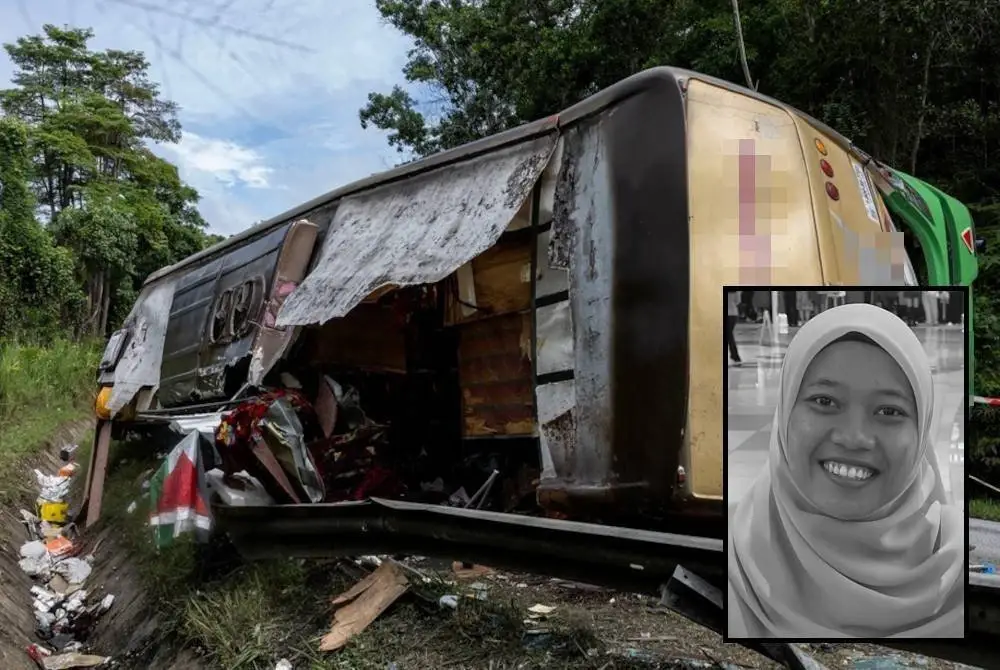 Nurly Shahirah (gambar kecil) antara penuntut UPSI yang terkorban dalam nahas bas di Gerik, Perak.