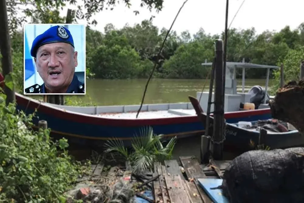 PPM menahan sebuah bot dinaiki seorang lelaki yang membawa dadah jenis syabu di perairan Muar pada 2021. Gambar kecil: Shamsol