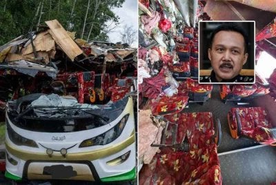 Siasatan juga mendapati bas terbabit turut mempunyai rekod sebanyak 21 saman dikeluarkan atas kesalahan trafik. Gambar kecil: Mohd Yusri Hassan Basri