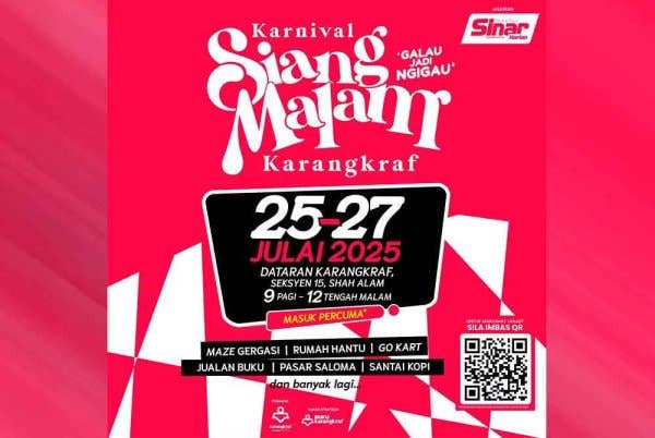 Karangkraf bakal menganjurkan Karnival Siang Malam Karangkraf 2025 selama tiga hari bermula 25 hingga 27 Julai ini di ibu pejabatnya di Seksyen 15, Shah Alam.