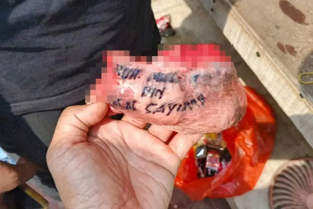 Sebuah rakaman video tular di media sosial memaparkan paru lembu korban yang tertera tulisan nama seseorang. - Foto Agensi