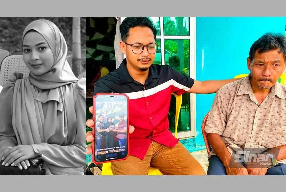 Ahmad Azizol (kiri) menenangkan ayahnya, Maslan yang masih terkejut serta hilang kata-kata apabila mengenangkan pemergian adik bongsu, Nor Ayuni dalam kemalangan bas di Jalan Raya Timur-Barat (JRTB) berhampiran Tasik Banding, Gerik di Perak.