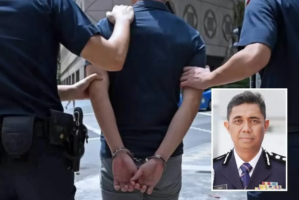 Ketiga-tiga suspek kini diserahkan kepada pihak IPD Kajang untuk siasatan lanjut. (Gambar kecil: Muhamad Farid)