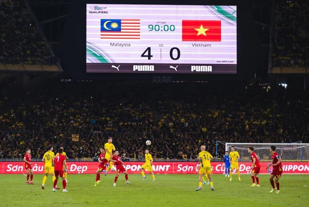 Skuad Harimau Malaya menang dengan keputusan 4-0 ketika menentang pasukan Vietnam pada perlawanan kedua Kumpulan F Kelayakan Piala Asia 2027 di Stadium Nasional Bukit Jalil. Foto Bernama