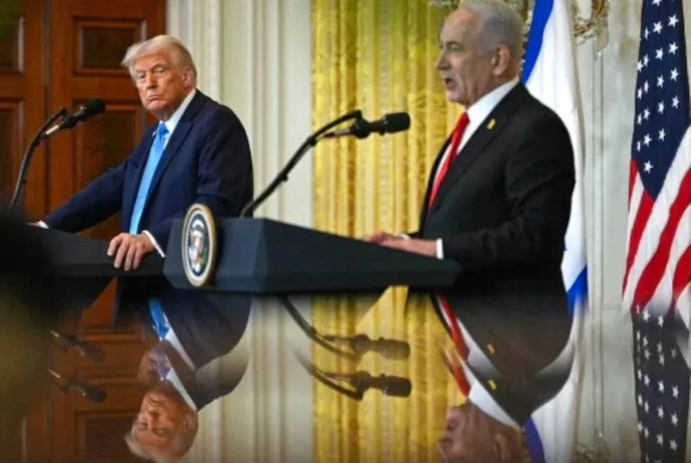 Donald Trump dan Benjamin Netanyahu di Rumah Putih pada bulan Februari. Agensi