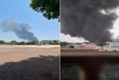 Nahas berlaku ketika pesawat sedang berlepas, menurut laporan saluran televisyen tempatan. Foto tangkap layar Press Trust of India