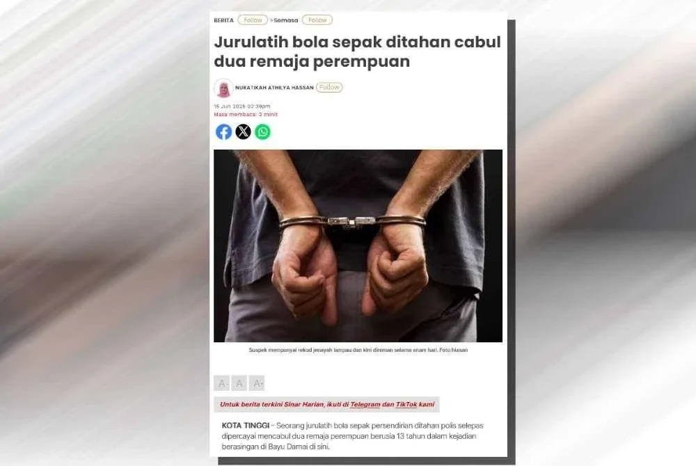 Seorang jurulatih bola sepak akan didakwa di Mahkamah Majistret Kota Tinggi pada Selasa atas kesalahan mencabul dua remaja perempuan.