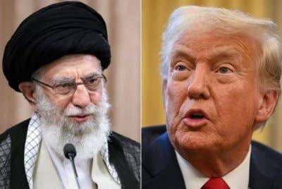 Ayatollah Ali Khamenei. Gambar kanan: Donald Trump. Foto AFP