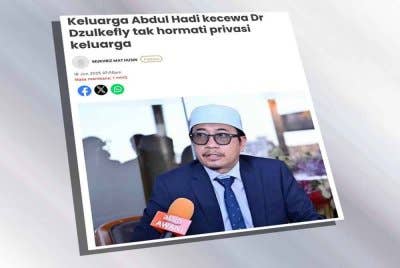 Laporan Sinar Harian mengenai luahan keluarga Abdul Hadi.