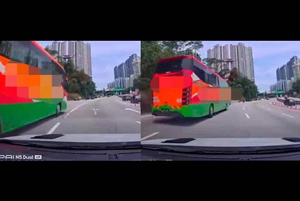 Tular video di media sosial memaparkan sebuah bas didakwa mengubah haluan secara tiba-tiba sehingga dipercayai hampir mengakibatkan berlakunya kemalangan.