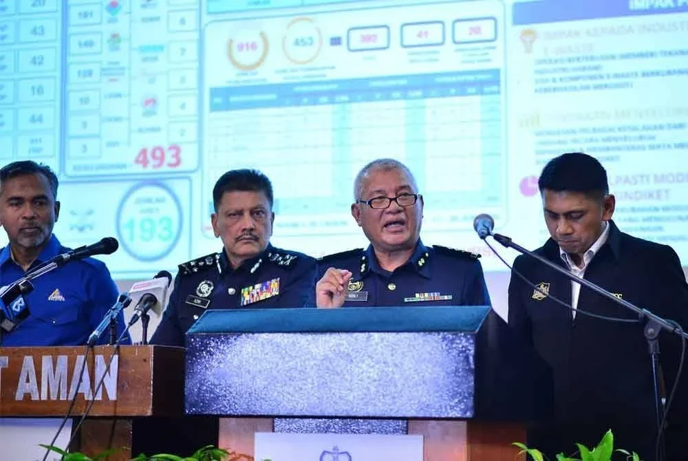 Rosli (dua,kanan) sidang akhbar di Ibu Pejabat Polis Bukit Aman di sini pada Khamis.